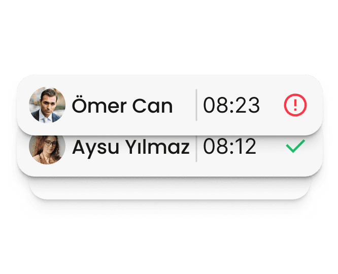 Giriş ve çıkış kayıtlarını sisteme işleme ekranı