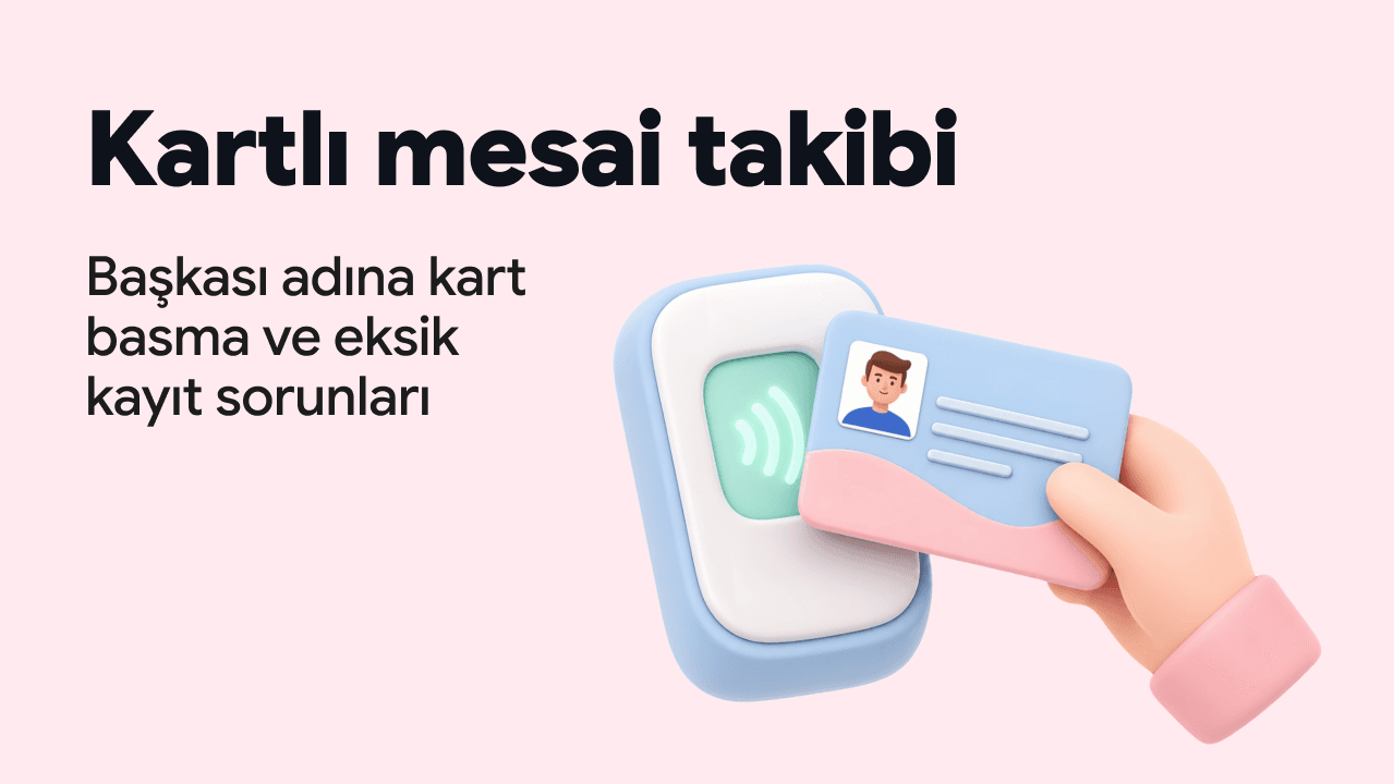 Kartlı mesai takibinde başkası adına kart basma ve eksik kayıt sorunları; kart okuyucuya personel kartı okutan el.