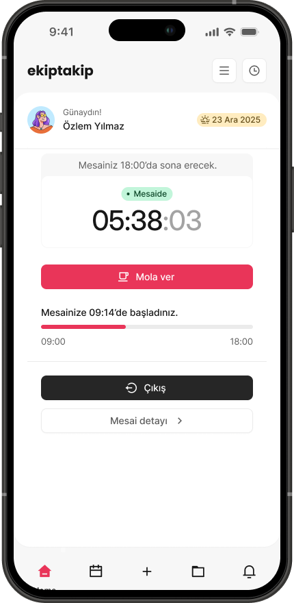 Mesai planlama ekranı